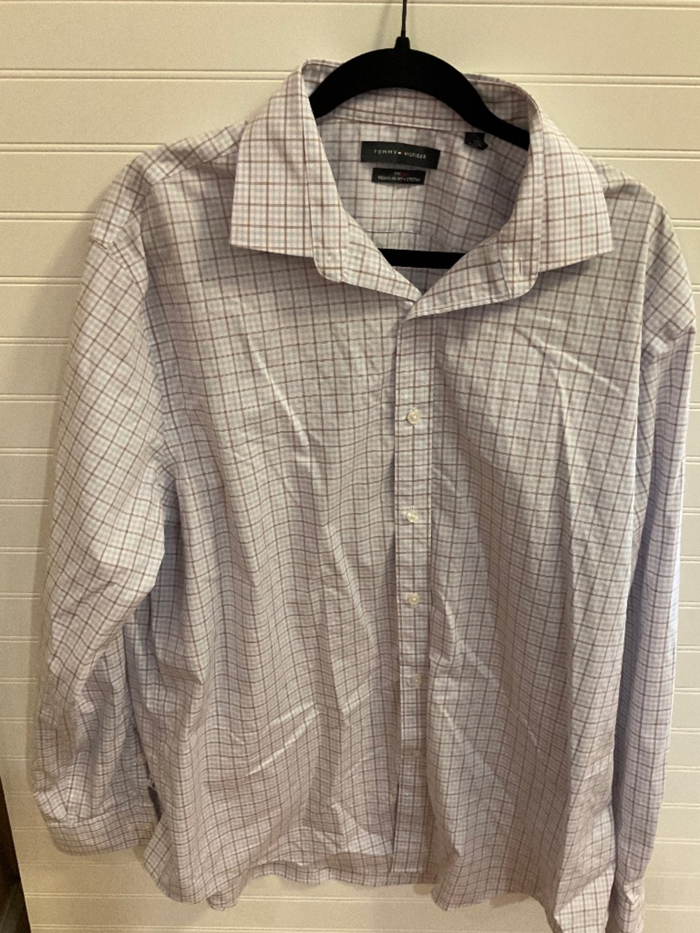 Tommy HIlfiger THFlex Plaid Stretch Shirt Size: XL (17.5. 34/35) Pre Owned